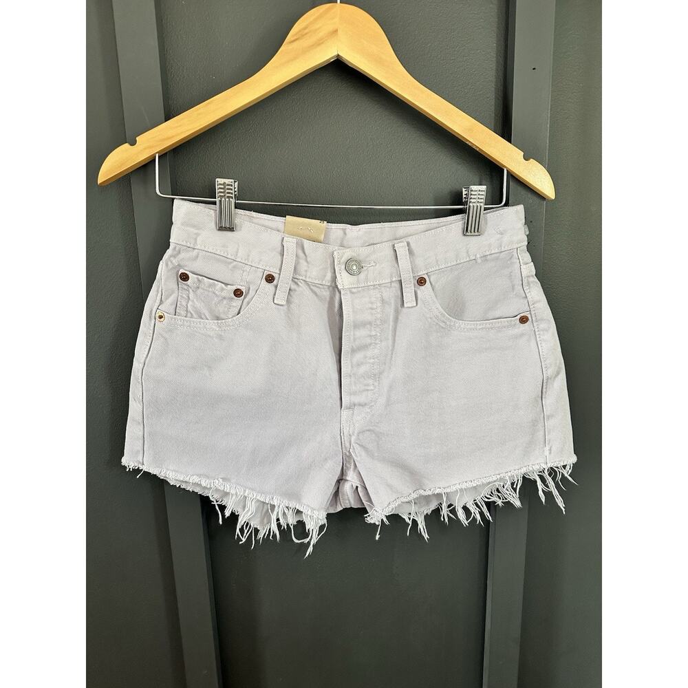 Levi's 501 Cotton High-Rise Denim Shorts Womens 25 Lilac Purple Raw Hem NEW